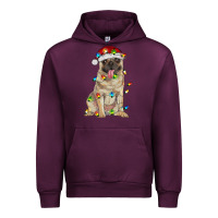 Mauve Wine pug with christmas lights Urban Hoodie - RanaPortraitStore