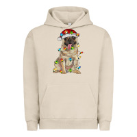 Pigment French Oak pug with christmas lights Urban Hoodie - RanaPortraitStore