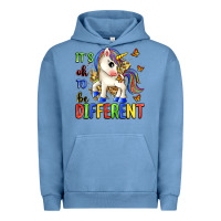 Pigment Pebble Blue it's ok to be different Urban Hoodie - Zillion Design Studio