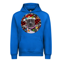Cobalt pitbull and buffalo plaid Urban Hoodie - RanaPortraitStore