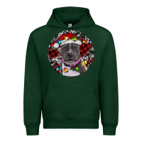 Forest Green pitbull and buffalo plaid Urban Hoodie - RanaPortraitStore