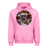 Fuchsia Pink pitbull and buffalo plaid Urban Hoodie - RanaPortraitStore