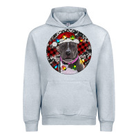 Heather Grey pitbull and buffalo plaid Urban Hoodie - RanaPortraitStore