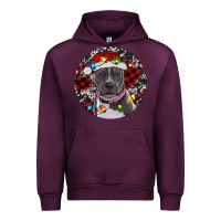 Mauve Wine pitbull and buffalo plaid Urban Hoodie - RanaPortraitStore