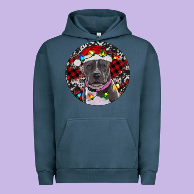 Pitbull And Buffalo Plaid Urban Hoodie Designed By Ranaportraitstore