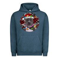 Pigment Midnight Navy pitbull and buffalo plaid Urban Hoodie - RanaPortraitStore
