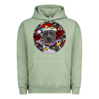 Pigment Oil Green pitbull and buffalo plaid Urban Hoodie - RanaPortraitStore