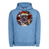 Pigment Pebble Blue pitbull and buffalo plaid Urban Hoodie - RanaPortraitStore