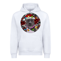 White pitbull and buffalo plaid Urban Hoodie - RanaPortraitStore