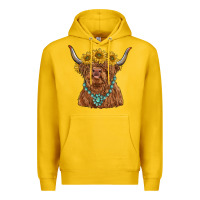 Lemon highland cow with sunflower and gemstone Premium Hoodie - RanaPortraitStore