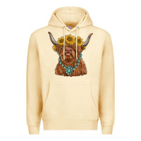 Pina Colada highland cow with sunflower and gemstone Premium Hoodie - RanaPortraitStore