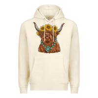 Tofu highland cow with sunflower and gemstone Premium Hoodie - RanaPortraitStore