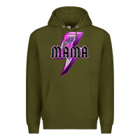 Army Green mama neon leopard lightning bolt Premium Hoodie - texasbilliewilder