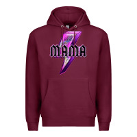 Burgundy mama neon leopard lightning bolt Premium Hoodie - texasbilliewilder