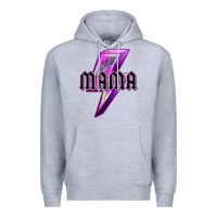 Heather Grey mama neon leopard lightning bolt Premium Hoodie - texasbilliewilder
