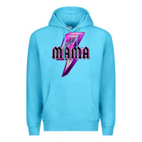 Ocean Blue mama neon leopard lightning bolt Premium Hoodie - texasbilliewilder