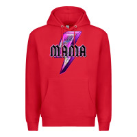 Red mama neon leopard lightning bolt Premium Hoodie - texasbilliewilder