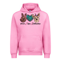Fuchsia Pink peace love chihuahua Urban Hoodie - RanaPortraitStore