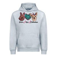 Heather Grey peace love chihuahua Urban Hoodie - RanaPortraitStore
