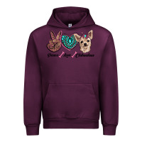 Mauve Wine peace love chihuahua Urban Hoodie - RanaPortraitStore