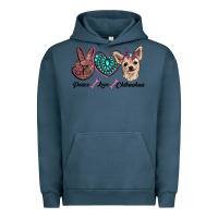 Pigment Midnight Navy peace love chihuahua Urban Hoodie - RanaPortraitStore