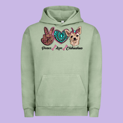 Peace Love Chihuahua Urban Hoodie Designed By Ranaportraitstore