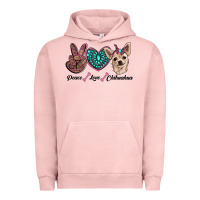 Pigment Salmon peace love chihuahua Urban Hoodie - RanaPortraitStore