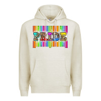 Oatmeal Heather pride barcode Premium Hoodie - Zillion Design Studio