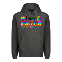 Charcoal Heather i am enough Premium Hoodie - Zillion Design Studio
