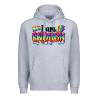 Heather Grey i am enough Premium Hoodie - Zillion Design Studio