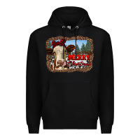 Black merry christmas heifer cow with farm Premium Hoodie - RanaPortraitStore