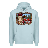 Blue Mist merry christmas heifer cow with farm Premium Hoodie - RanaPortraitStore