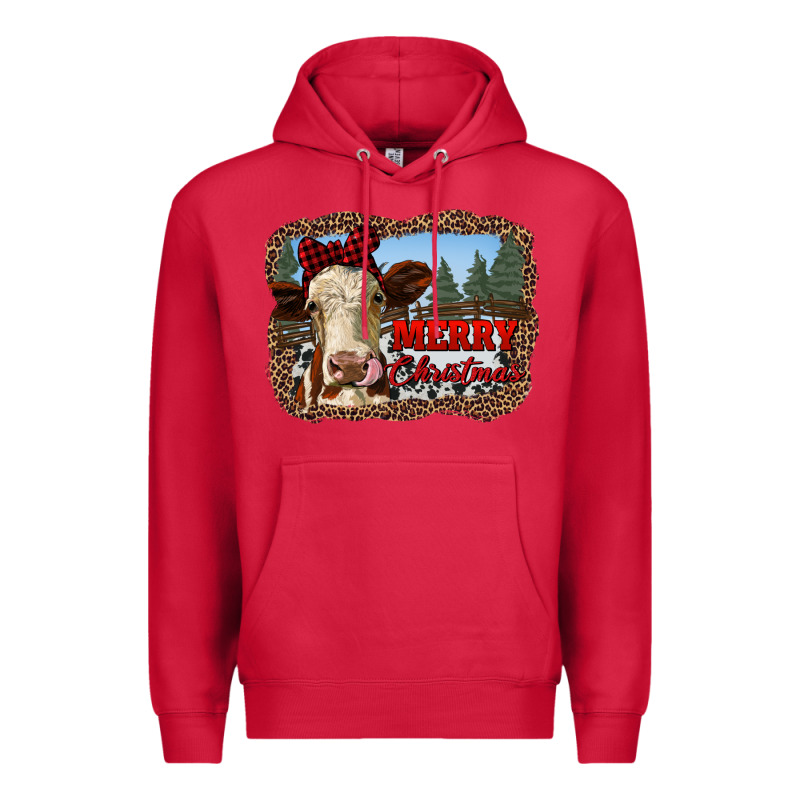 Merry Christmas Heifer Cow With Farm Premium Hoodie by RanaPortraitStore | Teevron