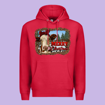 Merry Christmas Heifer Cow With Farm Premium Hoodie Designed By Ranaportraitstore