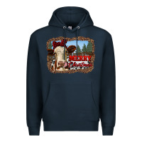 Navy merry christmas heifer cow with farm Premium Hoodie - RanaPortraitStore