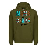 Army Green mama of drama girl mom Premium Hoodie - texasbilliewilder