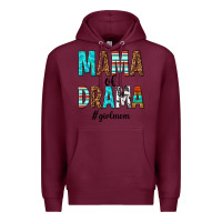 Burgundy mama of drama girl mom Premium Hoodie - texasbilliewilder