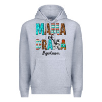 Heather Grey mama of drama girl mom Premium Hoodie - texasbilliewilder