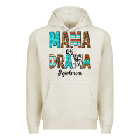 Oatmeal Heather mama of drama girl mom Premium Hoodie - texasbilliewilder