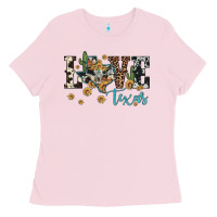 Bubblegum Pink love texas map sunflower cactus cowhide leopard Ladies Tee - Artiststas