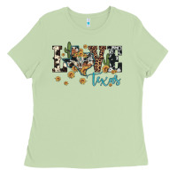 Matcha love texas map sunflower cactus cowhide leopard Ladies Tee - Artiststas