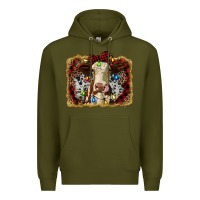 Army Green heifer cow christmas western background Premium Hoodie - RanaPortraitStore
