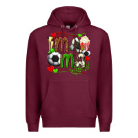 Burgundy mama soccer with popcorn Premium Hoodie - texasbilliewilder