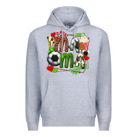 Heather Grey mama soccer with popcorn Premium Hoodie - texasbilliewilder