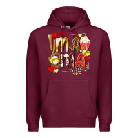 Burgundy mama softball baseball with popcorn Premium Hoodie - texasbilliewilder