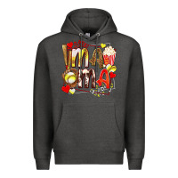 Charcoal Heather mama softball baseball with popcorn Premium Hoodie - texasbilliewilder