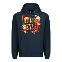 Navy mama softball baseball with popcorn Premium Hoodie - texasbilliewilder