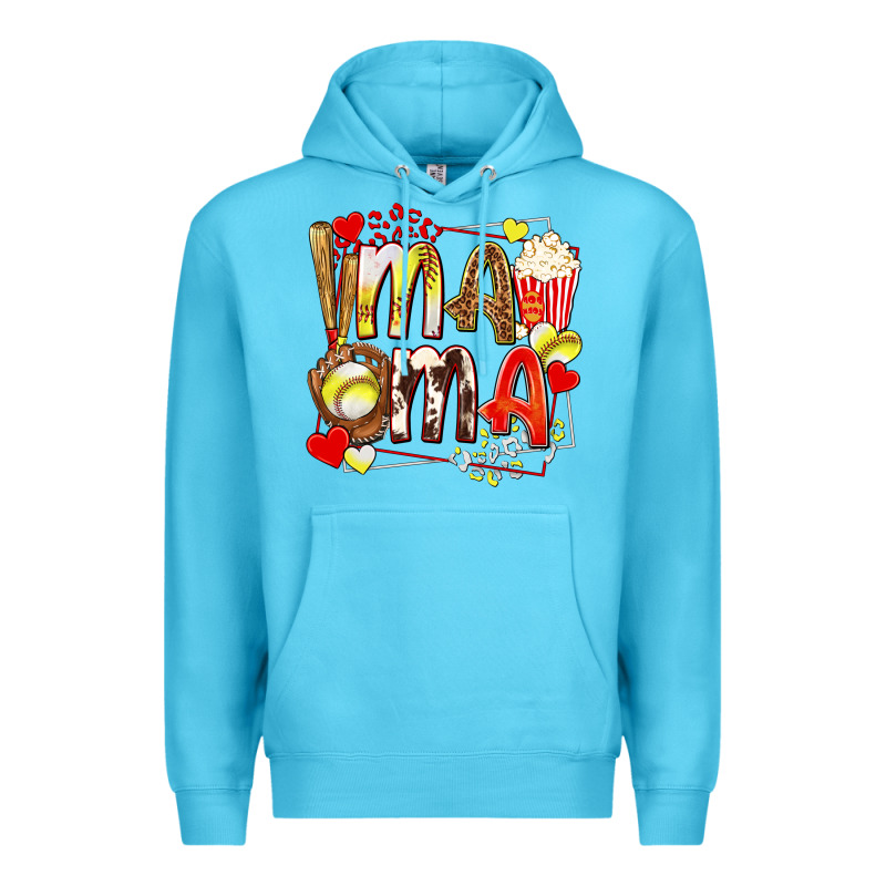 Mama Softball Baseball With Popcorn Premium Hoodie by texasbilliewilder | Teevron