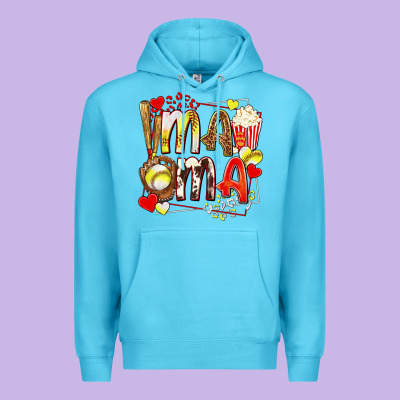Mama Softball Baseball With Popcorn Premium Hoodie Designed By Texasbilliewilder