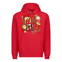Red mama softball baseball with popcorn Premium Hoodie - texasbilliewilder